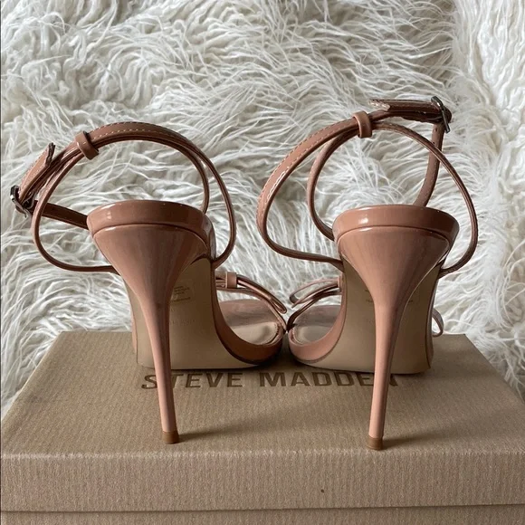 Steve Madden Bradshaw Sandals Dark Blush Patent, Size 9 - Picture 7 of 10